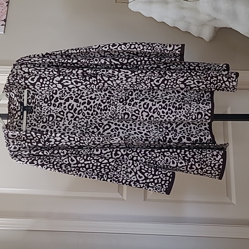 STYLE & CO Women's Brown Leopard Print Cardigan Open-Front Cotton Size 1X